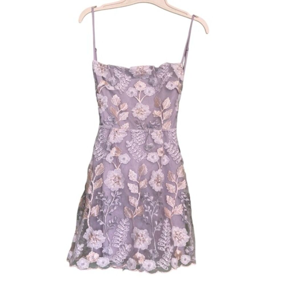 Lucy In The Sky Lucia Floral Silver Open Back Adjustable Sleeveless Mini Dress S
